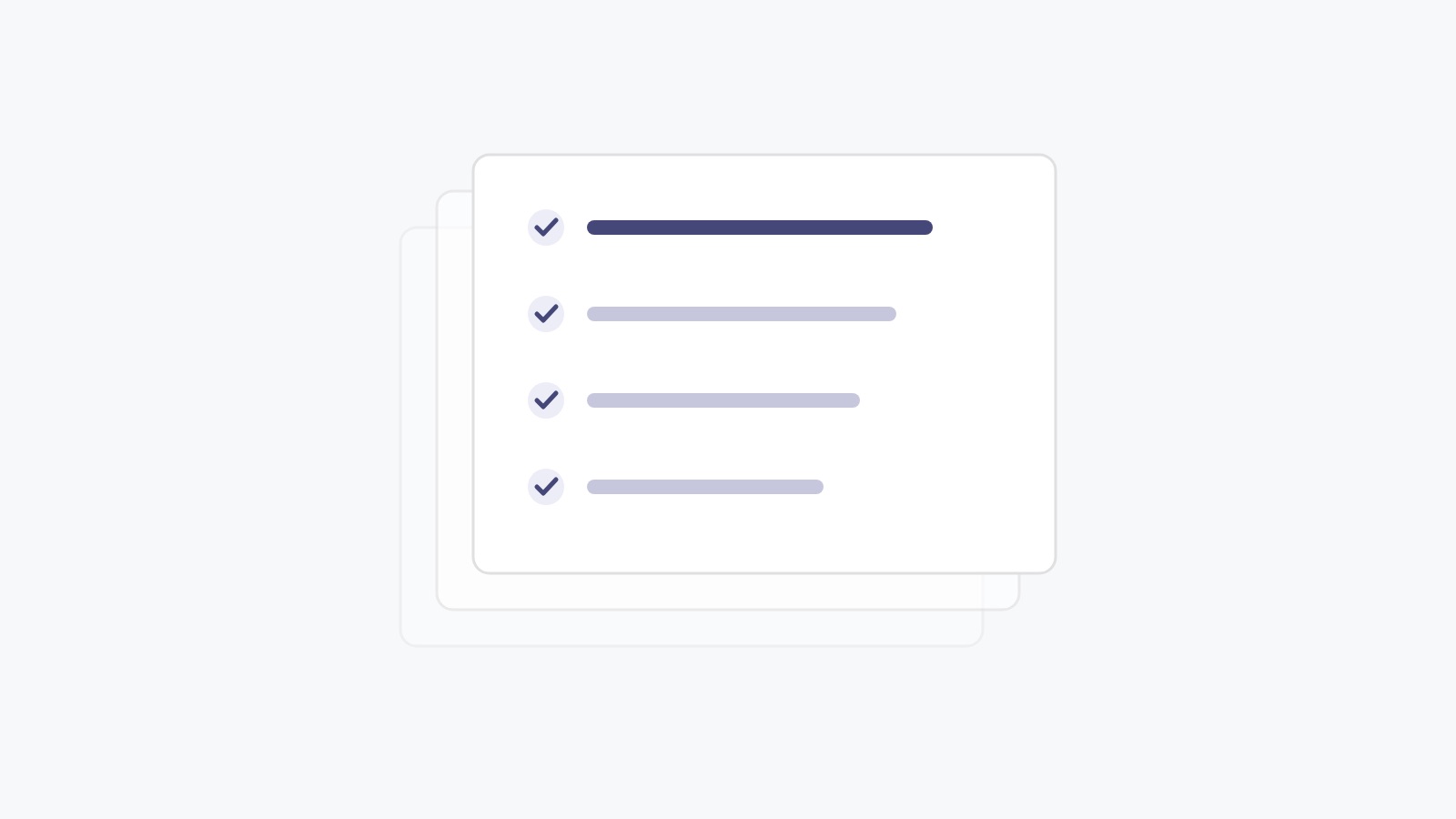 A stack of checklists, the top one fully ticked
